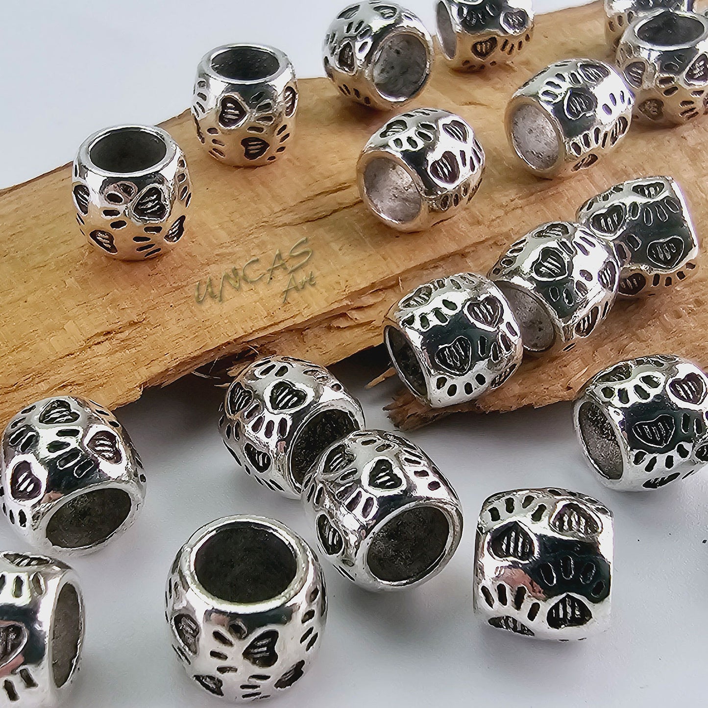 Metall Perle Pfote Tatze Hund Großlochperle für Paracord