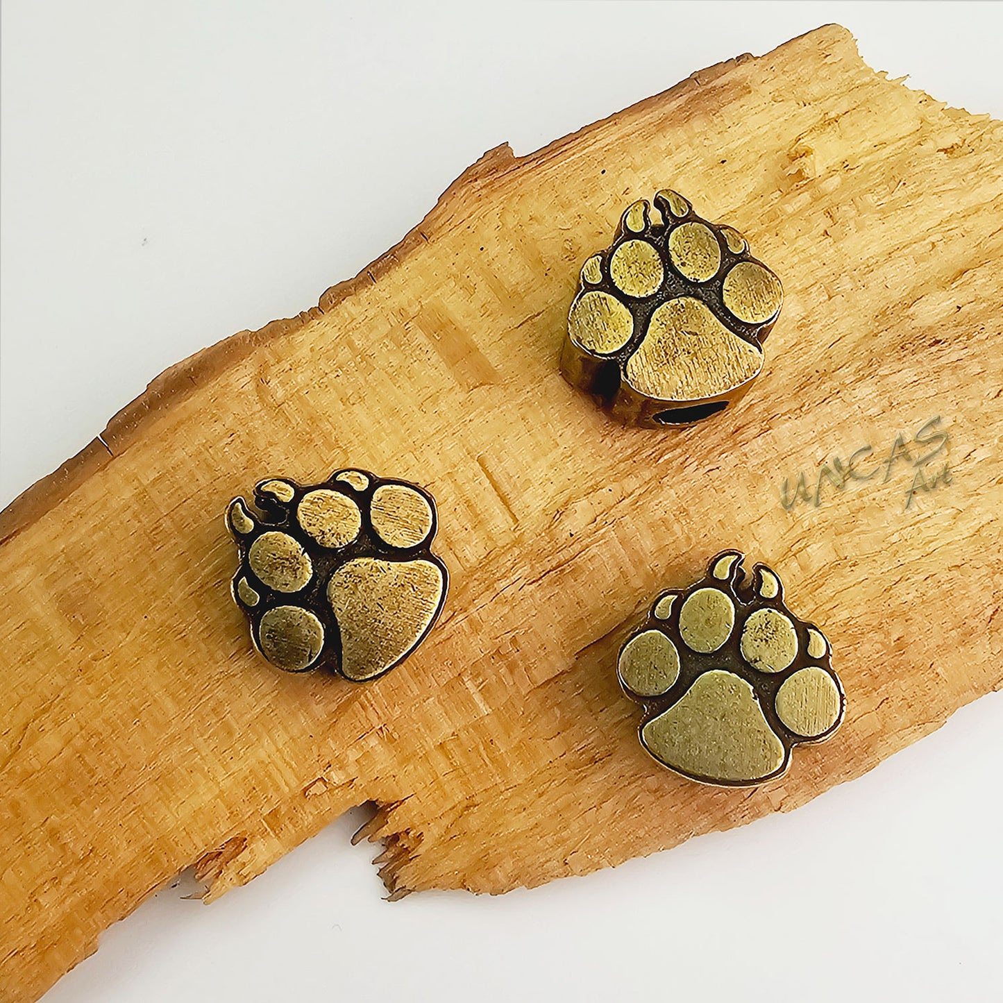 Pfote Tatze Hund Metall Perle Großlochperle für Paracord Antik Bronze