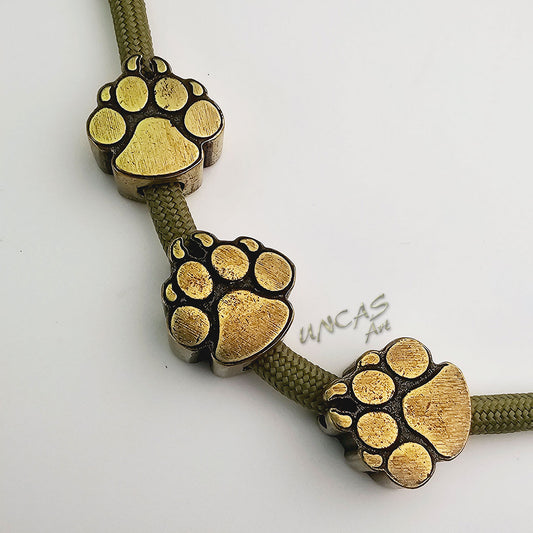 Pfote Tatze Hund Metall Perle Großlochperle für Paracord Antik Bronze