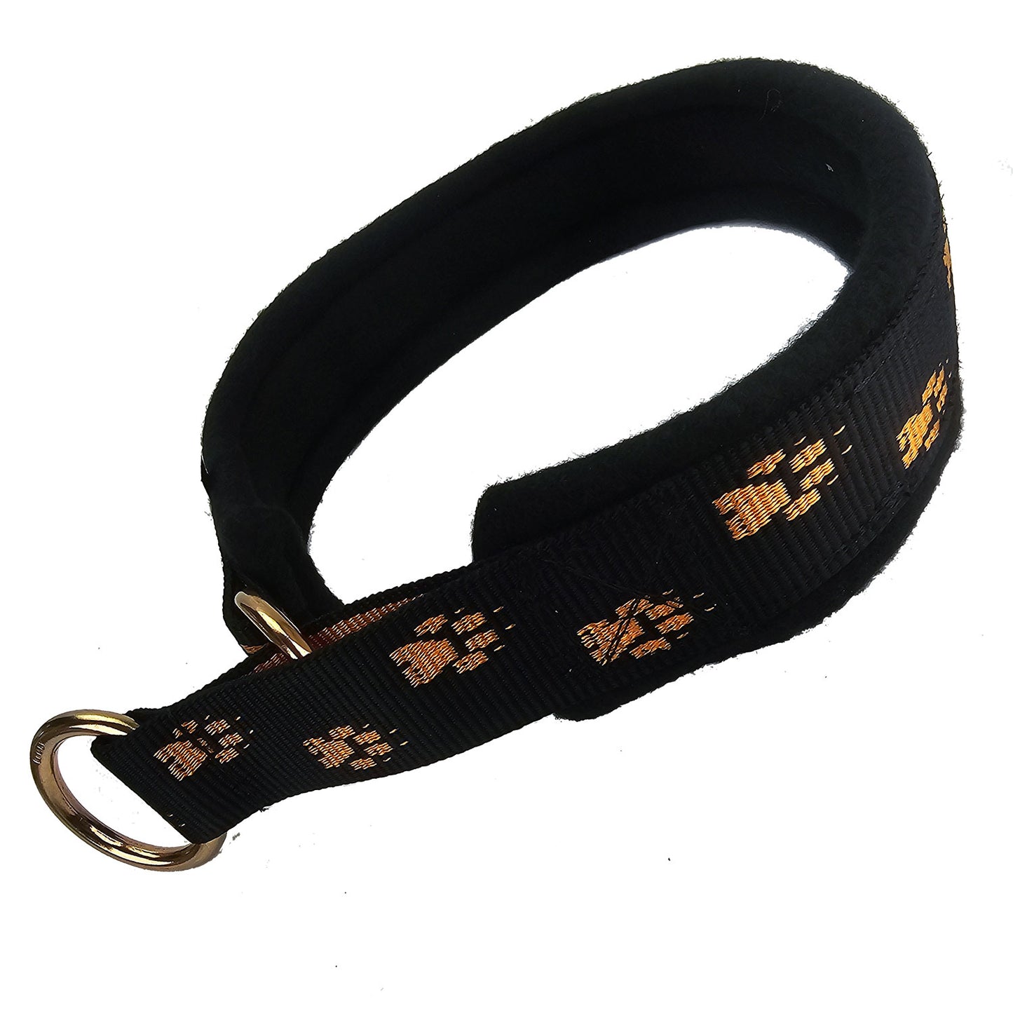 gepolstertes Halsband mit Tatzen schwarz orange