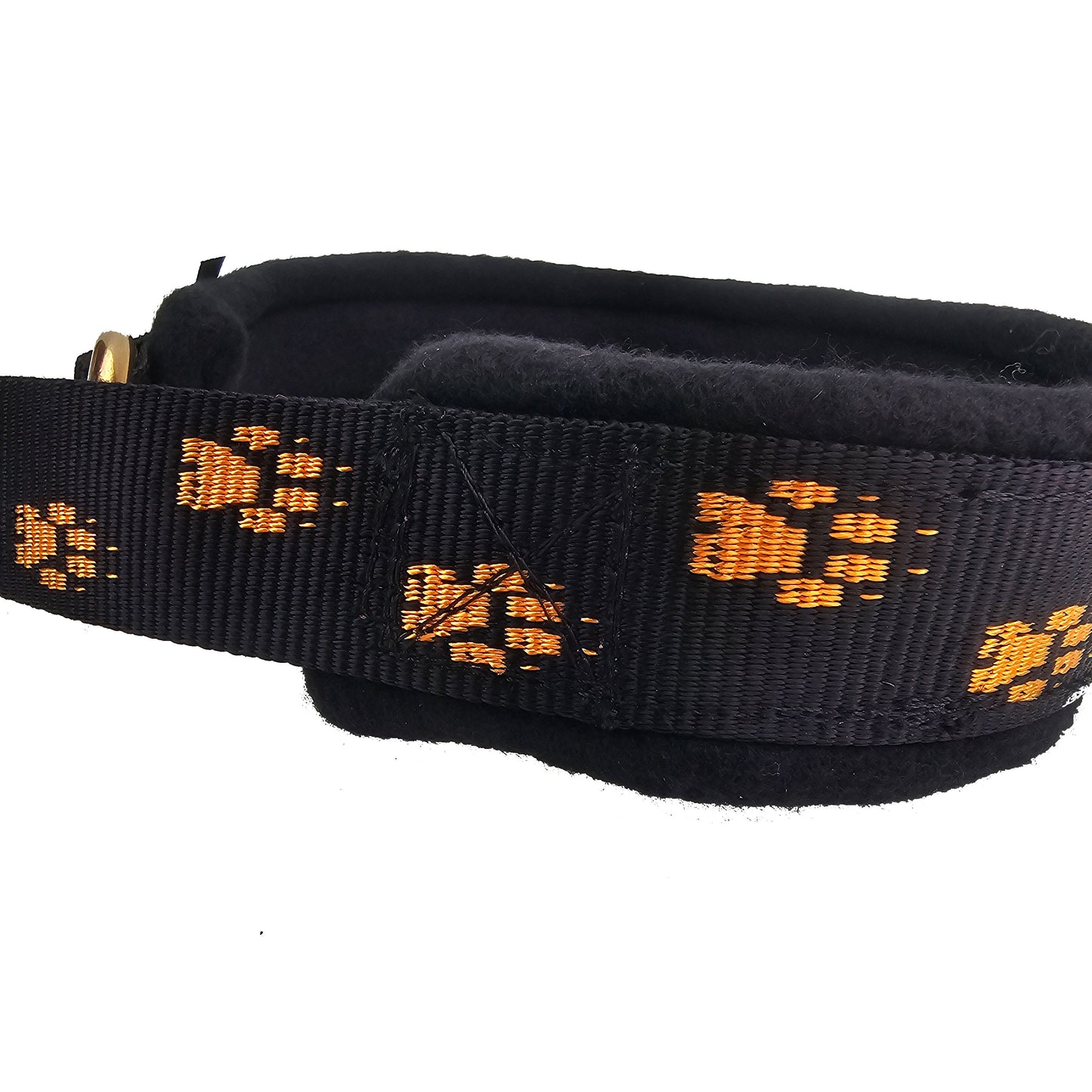 gepolstertes Halsband mit Tatzen schwarz orange