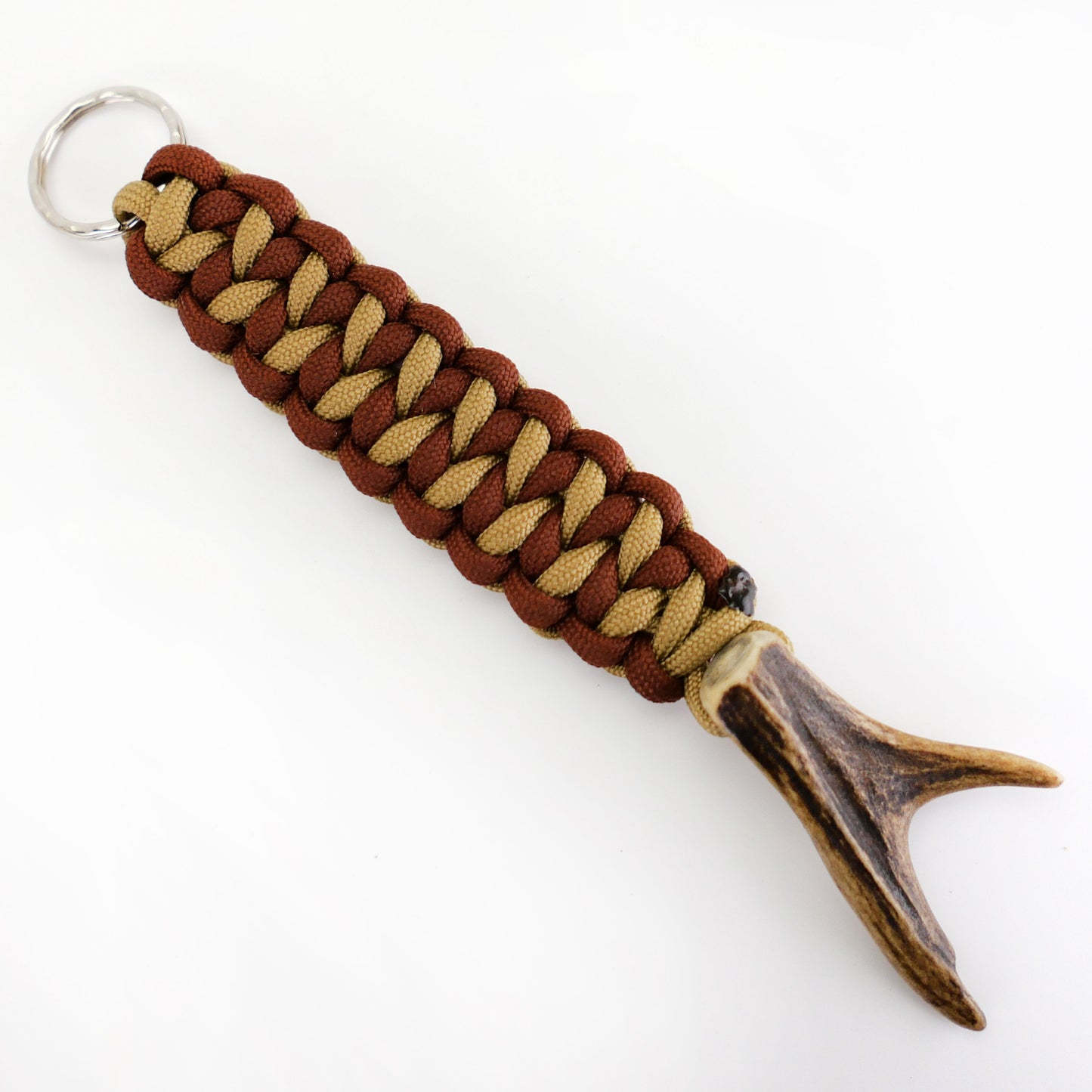 Paracord Schlüsselanhänger Hirschhorn REAL DEER braun-schlamm