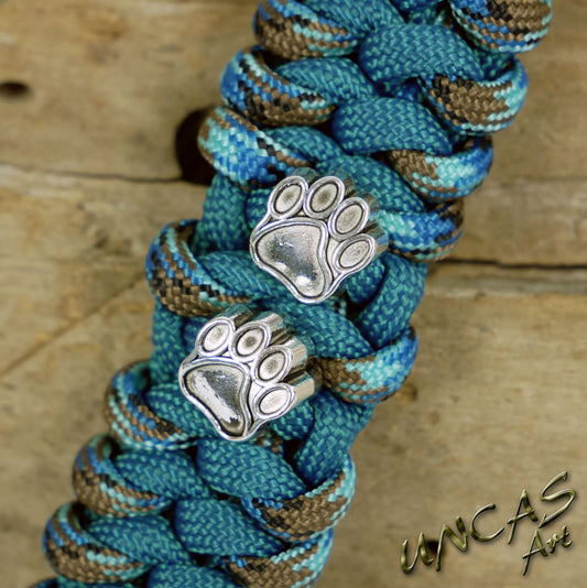 Paracord Schlüsselanhänger PFOTE abyss türkis blau teal