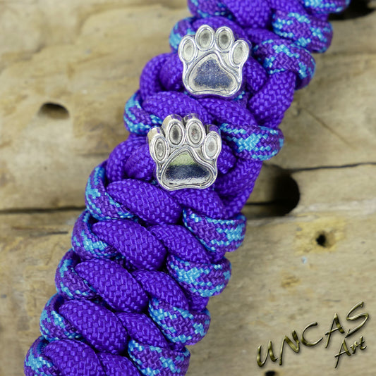 Paracord Schlüsselanhänger PFOTE chill türkis lila