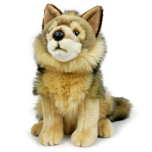 Wolf sitzend Kuscheltier 28 cm hoch Plüschtier