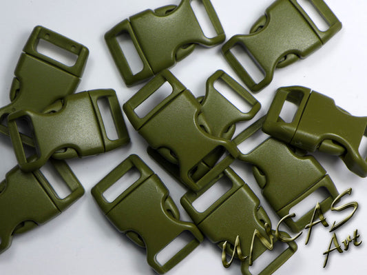 Steckschnalle Steckverschluss gebogen 16 mm olive für Paracord, Rucksack und Co