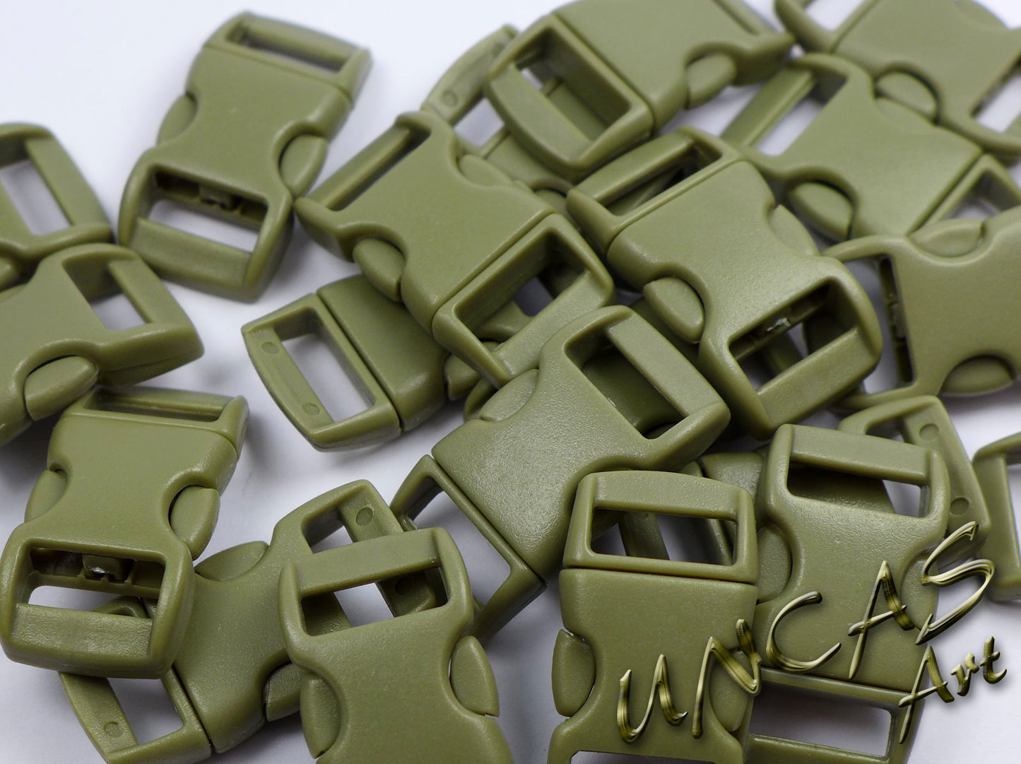Paracord Steckschnalle Steckverschluss gebogen 10 mm - khakie grün