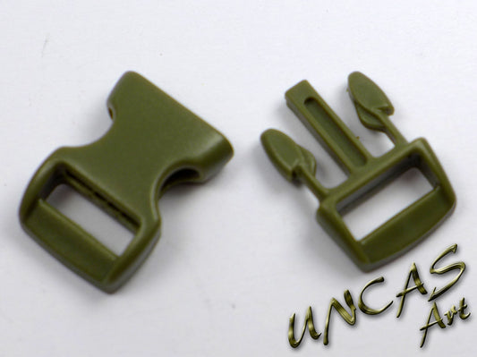 Paracord Steckschnalle Steckverschluss gebogen 10 mm - olive grün