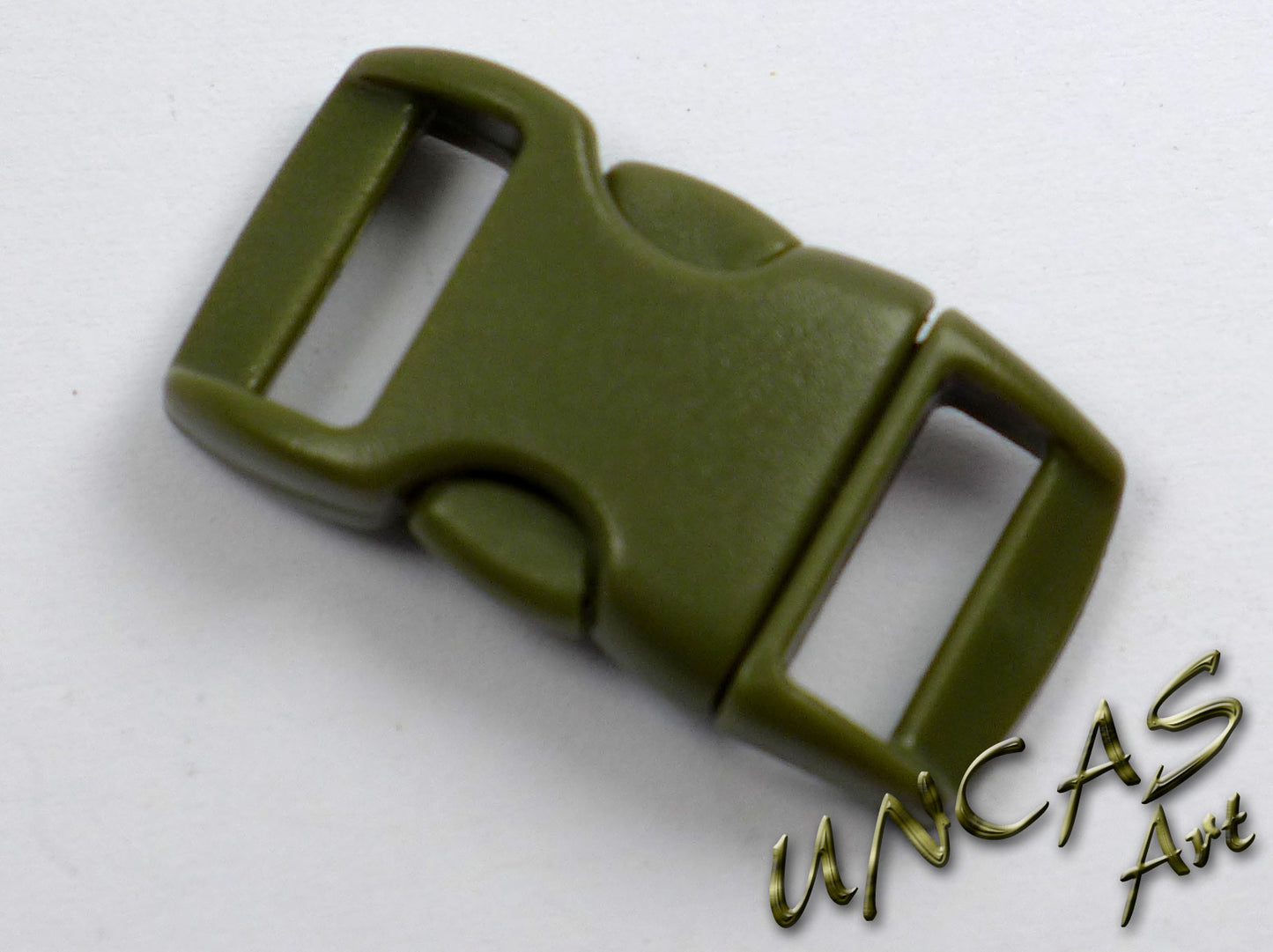 Paracord Steckschnalle Steckverschluss gebogen 10 mm - olive grün