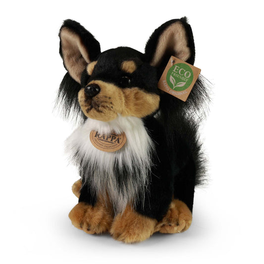 Chihuahua schwarz tricolor 24 cm sitzend Kuscheltier Hund Plüschtier