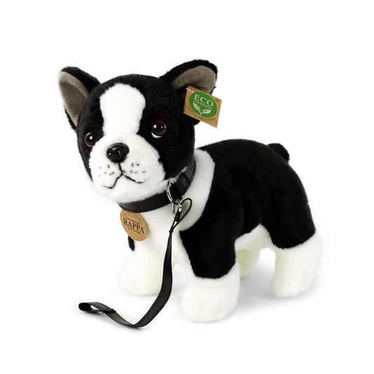 Boston Terrier Bulldogge 24 cm stehend mit Leine Kuscheltier Hund Plüschtier