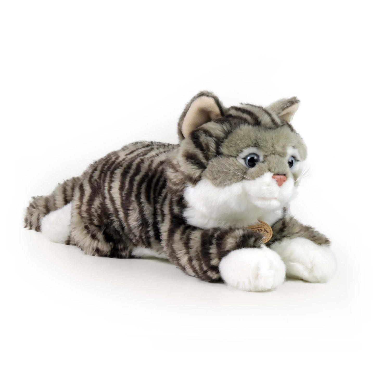 Katze Tigerkatze grau 47 cm liegend Kuscheltier Plüschtier