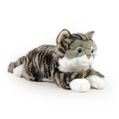 Katze Tigerkatze grau 47 cm liegend Kuscheltier Plüschtier