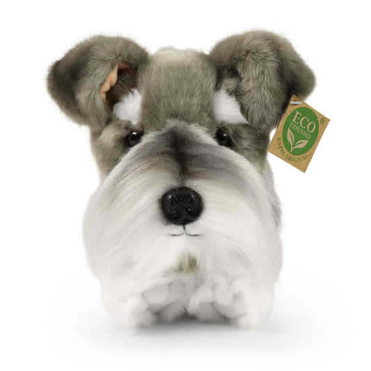 Schnauzer 30 cm grau liegend Kuscheltier Hund Plüschtier