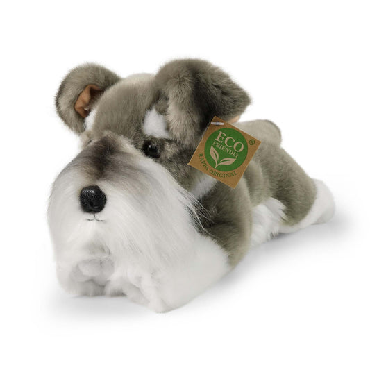 Schnauzer 30 cm grau liegend Kuscheltier Hund Plüschtier