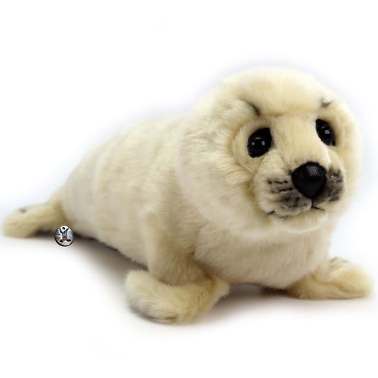Plüsch Robbe 32cm Seehund Beige Realistisch Premium Deko Stofftier