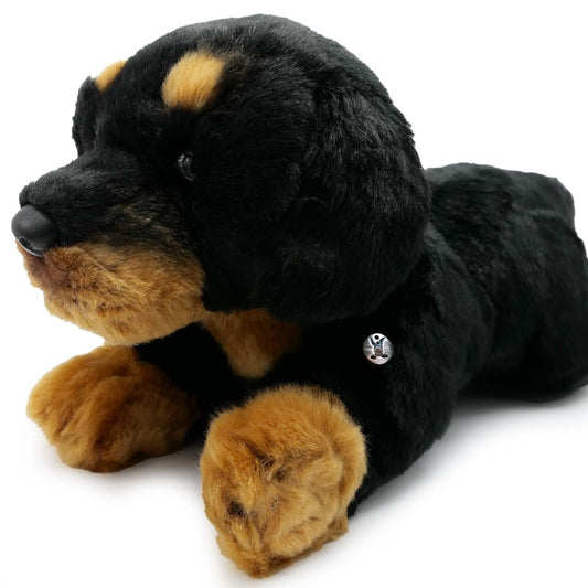 Rottweiler Kuscheltier Hund liegend schwarz-braun TESSA