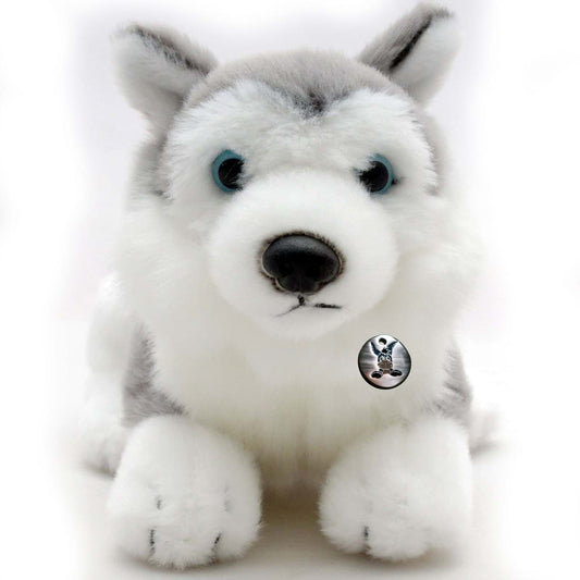 Husky Kuscheltier Schlittenhund liegend grau-weiß IOWA