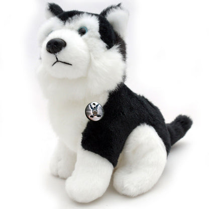 Husky Kuscheltier sitzend schwarz-weiß Plüsch Hund KIRIMA
