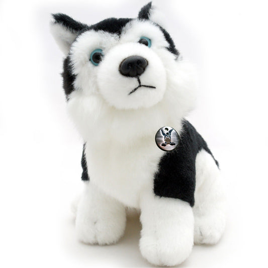 Husky Kuscheltier sitzend schwarz-weiß Plüsch Hund KIRIMA