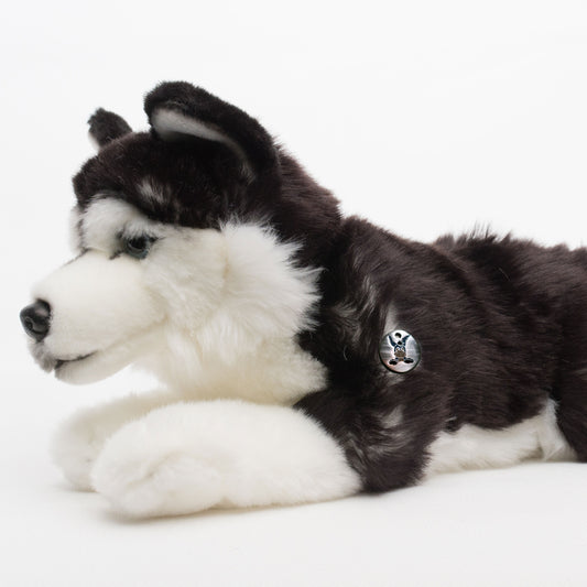 Husky Kuscheltier liegend schwarz-weiß Plüsch Hund YUKON
