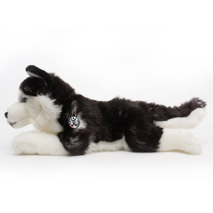 Husky Kuscheltier liegend schwarz-weiß Plüsch Hund YUKON
