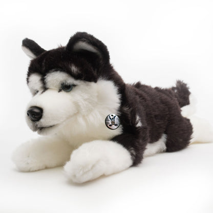 Husky Kuscheltier liegend schwarz-weiß Plüsch Hund YUKON