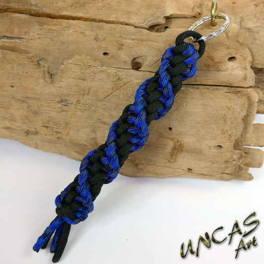 Paracord Schlüsselanhänger TWISTER - blau lizzard / schwarz