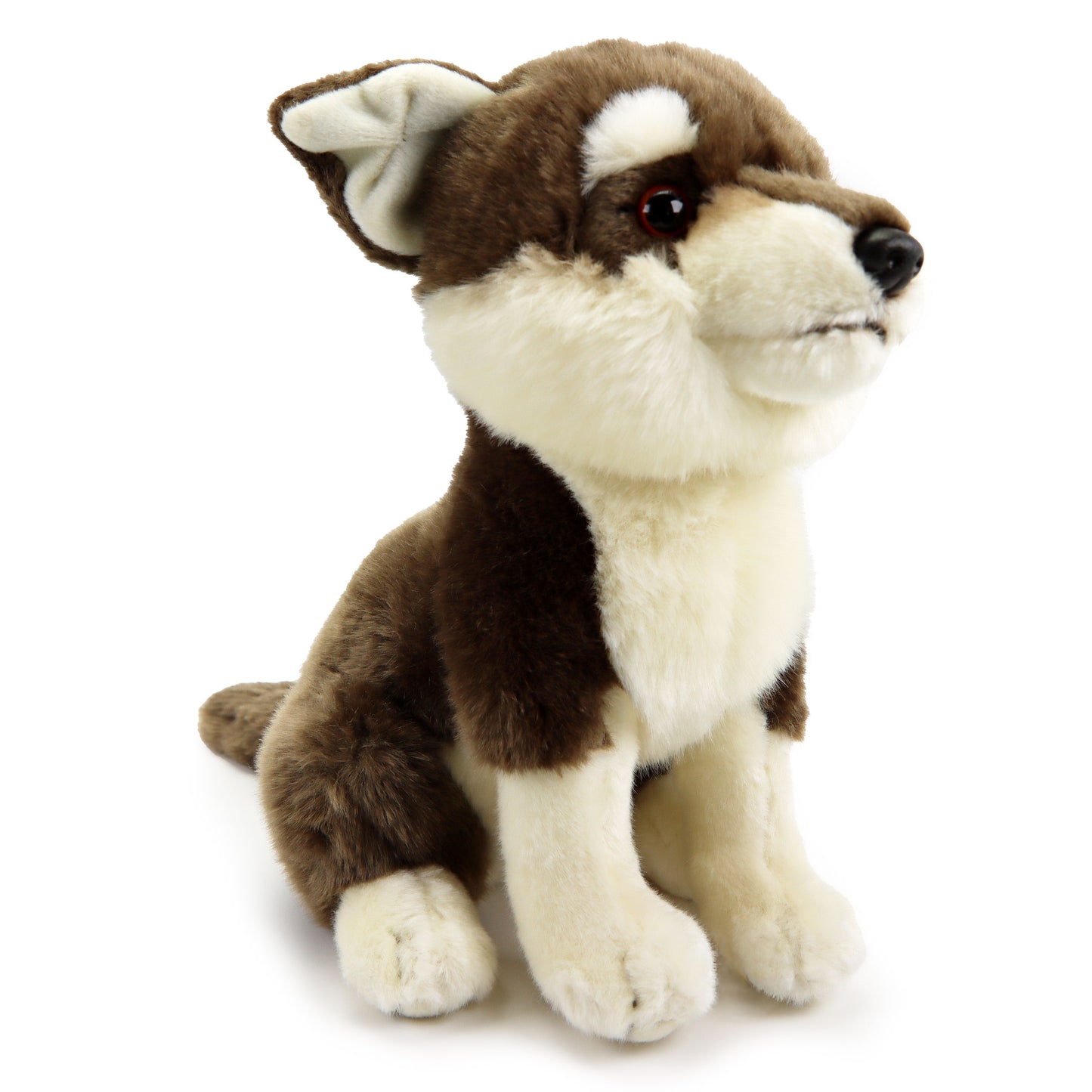 Plüsch Wolf sitzend Kuscheltier Wolfshund Stofftier Premium 25cm Croc-Blanc
