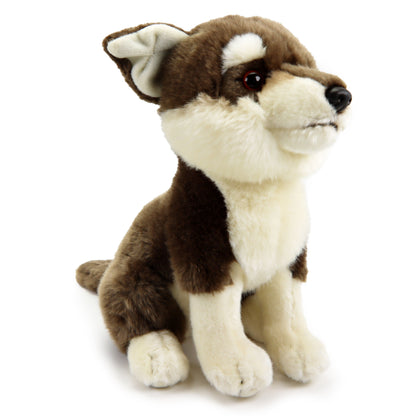 Plüsch Wolf sitzend Kuscheltier Wolfshund Stofftier Premium 25cm Croc-Blanc