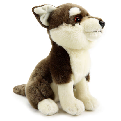 Plüsch Wolf sitzend Kuscheltier Wolfshund Stofftier Premium 25cm Croc-Blanc