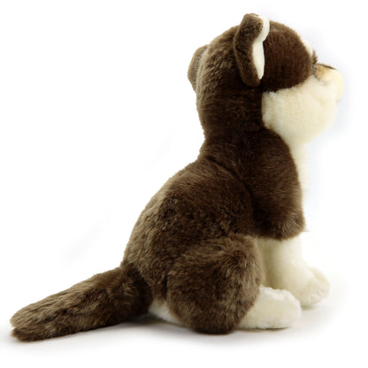 Plüsch Wolf sitzend Kuscheltier Wolfshund Stofftier Premium 25cm Croc-Blanc