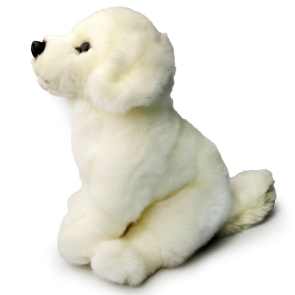 Plüsch Hund weiß sitzend Kuscheltier Pyrenäenberghund Stofftier Welpe 27cm