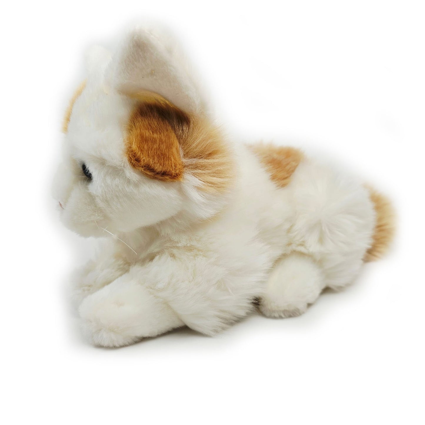 Katze Kuscheltier liegend weiß-braun 27 cm Plüschtier