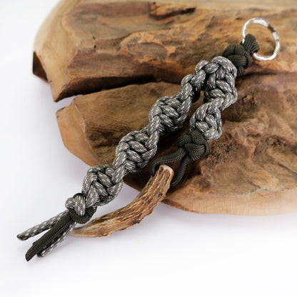 Paracord Schlüsselanhänger Hirschhorn REAL DEER acu-digital-olive