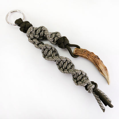 Paracord Schlüsselanhänger Hirschhorn REAL DEER acu-digital-olive
