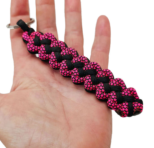Paracord Schlüsselanhänger VIPER | Handarbeit | 15cm - pink diamond - schwarz