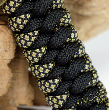 Paracord 550 Schlüsselanhänger Totenkopf Münze - diamond gold / schwarz