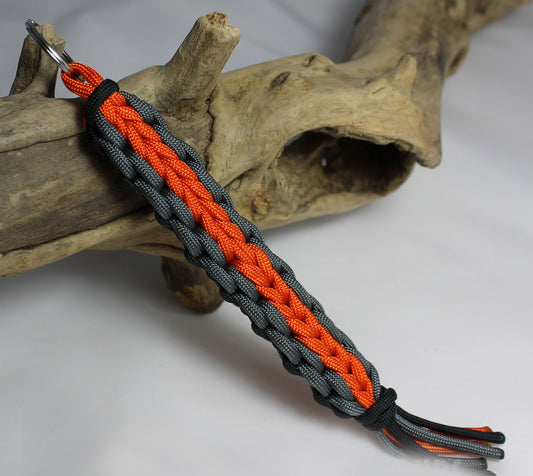 Paracord Schlüsselanhänger Offroard Biker - grau / orange