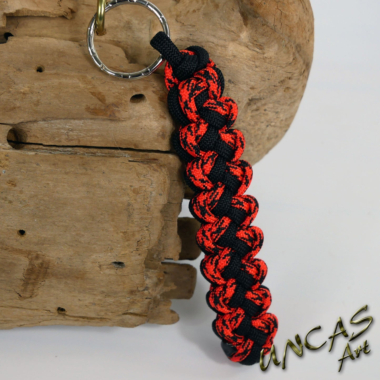 Paracord Schlüsselanhänger VIPER - orange camo / schwarz