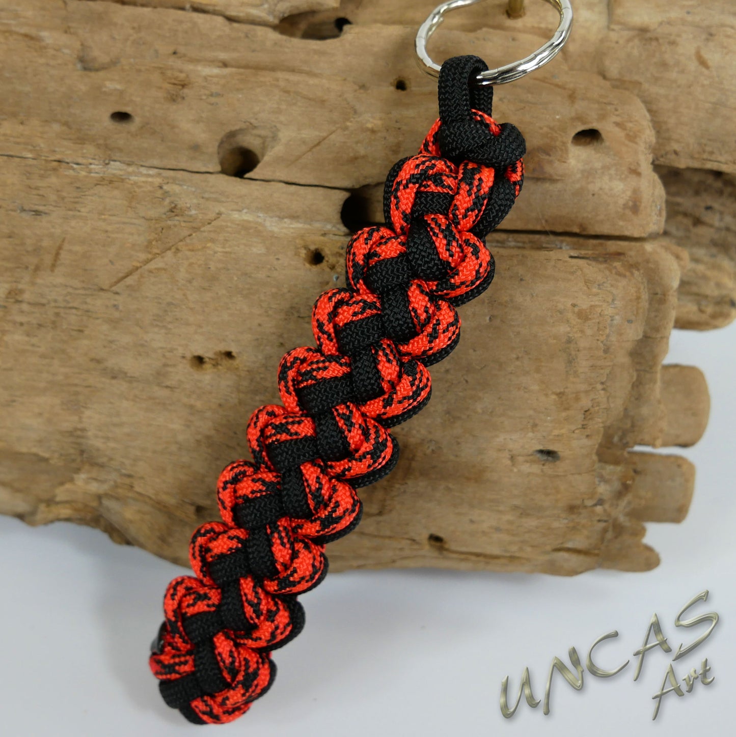 Paracord Schlüsselanhänger VIPER - orange camo / schwarz