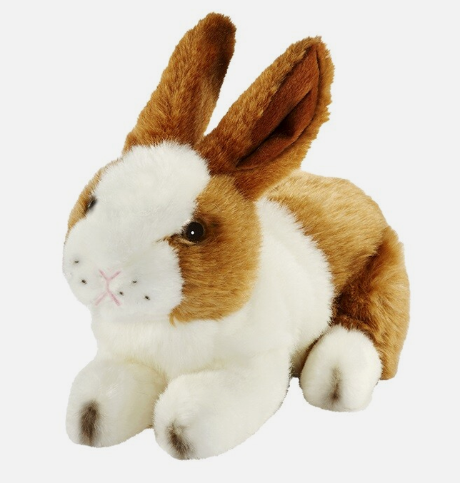 Plüsch Hase braun weiß sitzend Kuscheltier Kaninchen Stofftier Häschen Osterhase