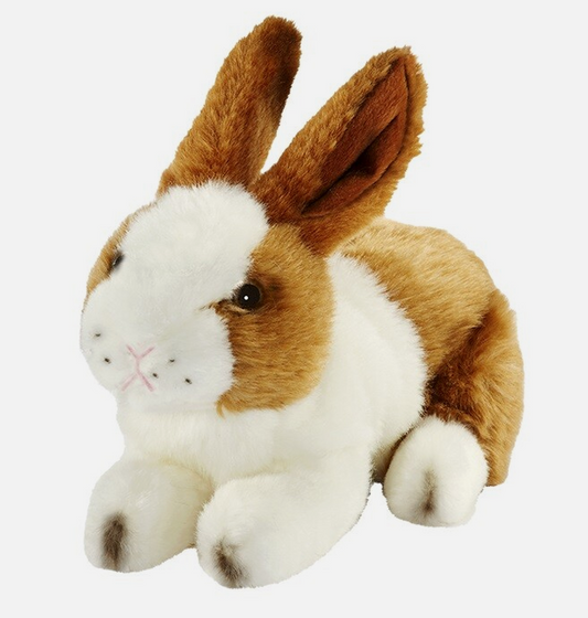 Plüsch Hase braun weiß sitzend Kuscheltier Kaninchen Stofftier Häschen Osterhase
