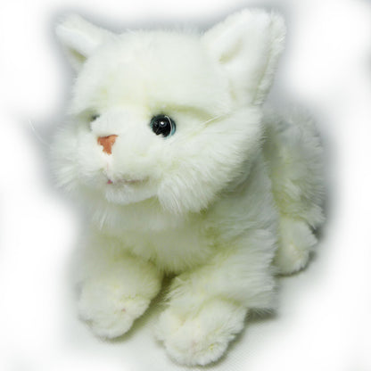 Katze Kuscheltier liegend weiß 27 cm Plüschtier