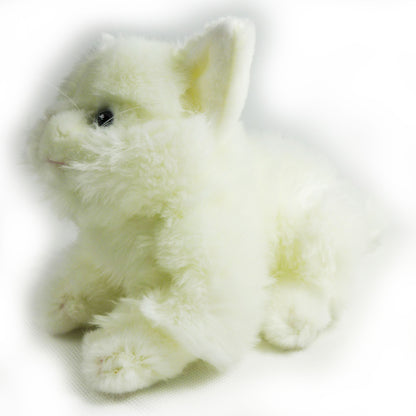 Katze Kuscheltier liegend weiß 27 cm Plüschtier