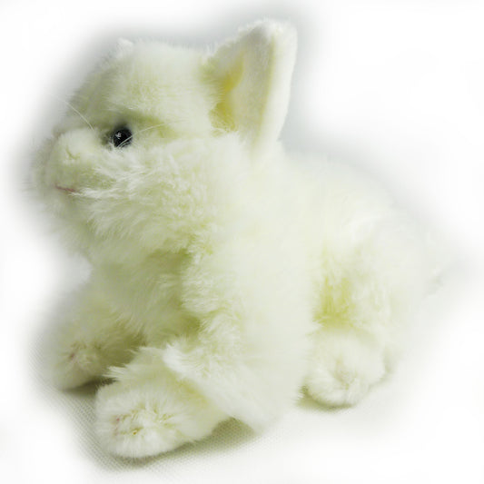 Katze Kuscheltier liegend weiß 27 cm Plüschtier