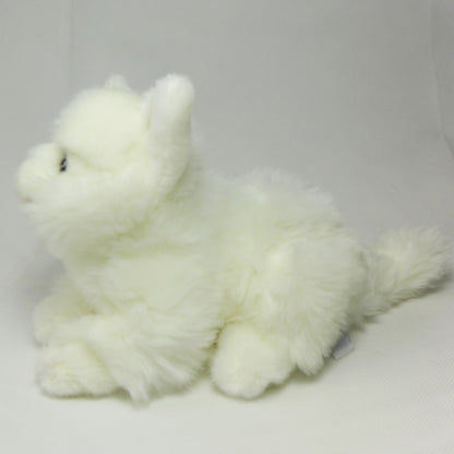 Katze Kuscheltier liegend weiß 27 cm Plüschtier