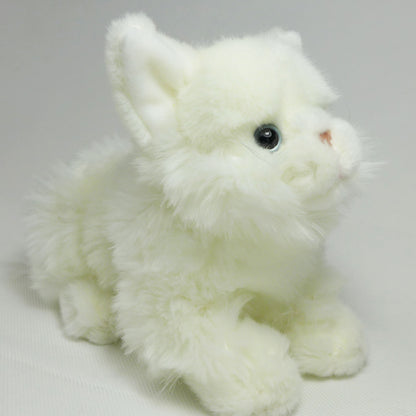 Katze Kuscheltier liegend weiß 27 cm Plüschtier