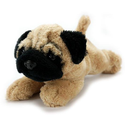 Mops Kuscheltier Hund liegend Plüsch Bulldogge