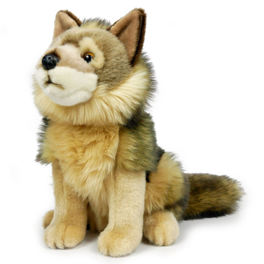 Wolf sitzend Kuscheltier 28 cm hoch Plüschtier